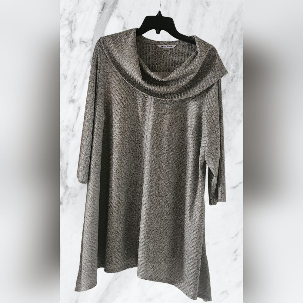 Elegant Metallic Cowl Neck Sweater